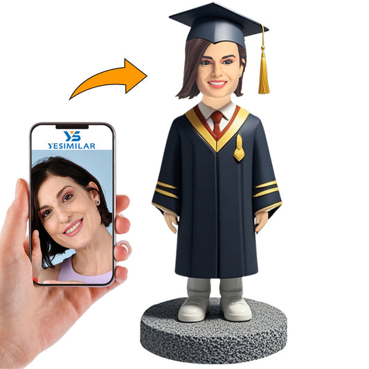 Female Graduates in Black Uniform Custom Bobbleheads