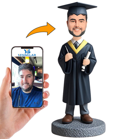 Graduation Man Hold Diploma Custom Bobbleheads