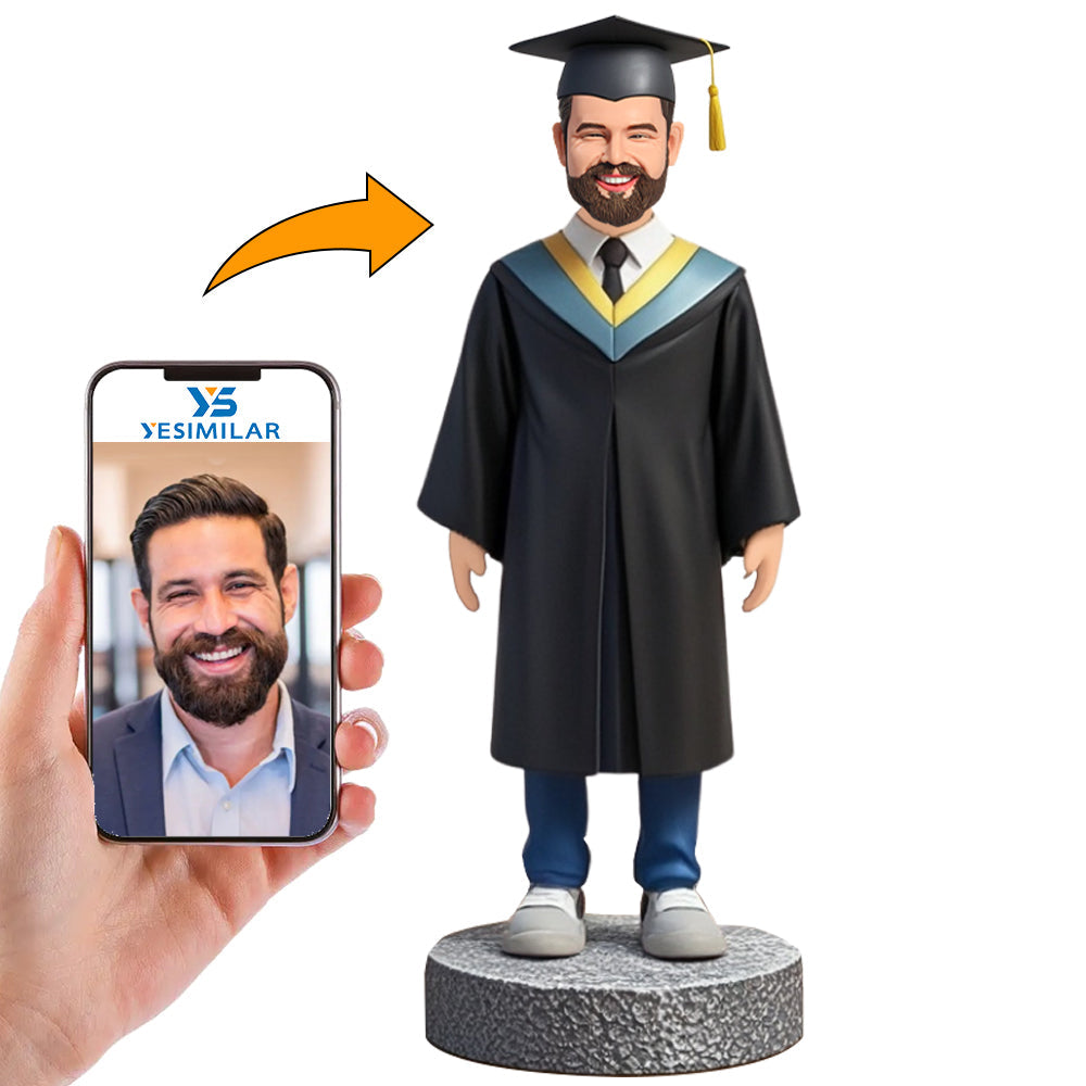 Graduation Man in Blue Pants Custom Bobbleheads