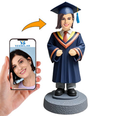 Graduation Woman in Grey Pants Custom Bobbleheads