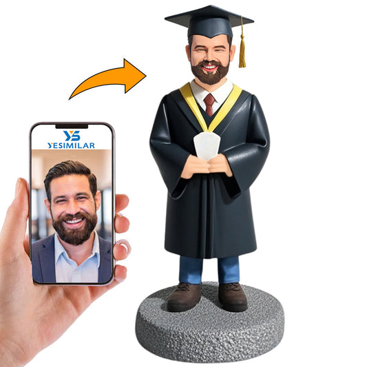 Graduation Boy Making Wish Custom Bobbleheads