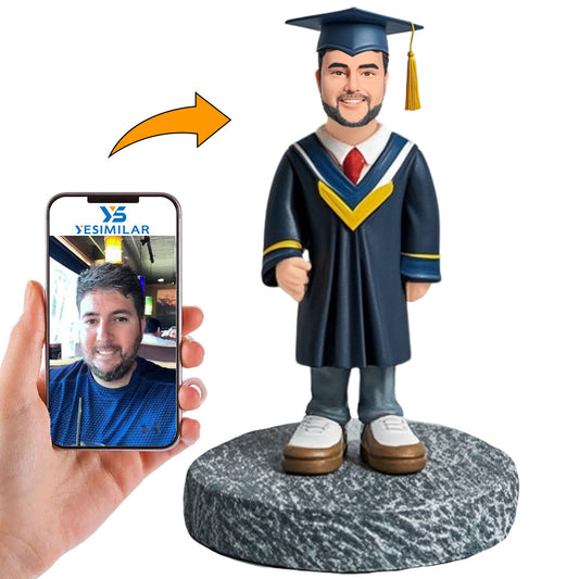 Graduation Boy in Big Shoes Custom Bobbleheads