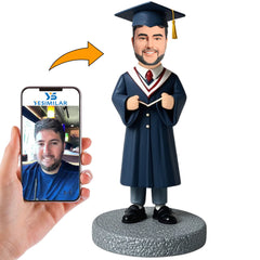 Graduation Boy Holding a Book Custom Bobbleheads