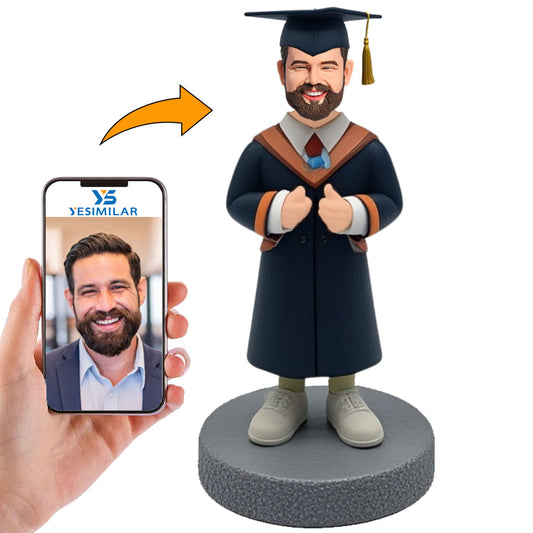 Graduating Man with Thumbs up Custom Bobbleheads