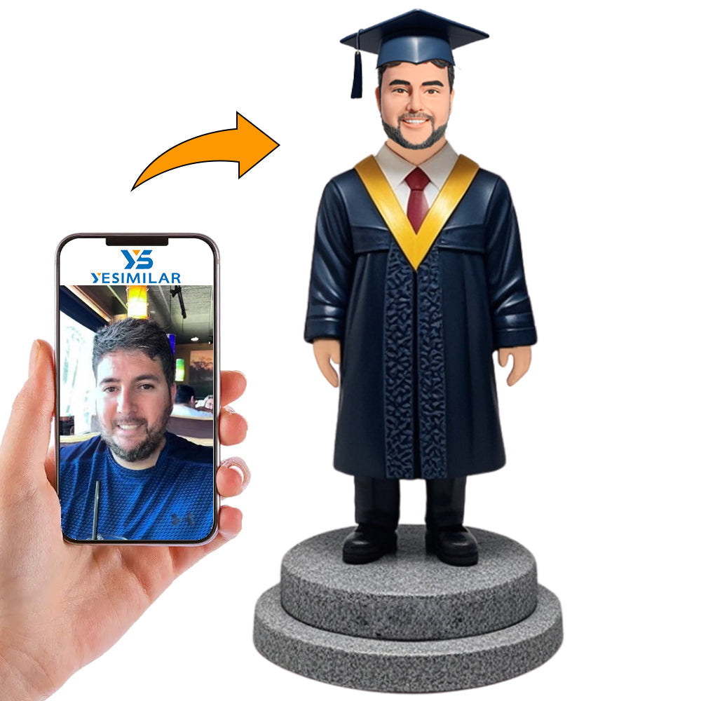 Boy Standing at The Graduation Podium Custom Bobbleheads