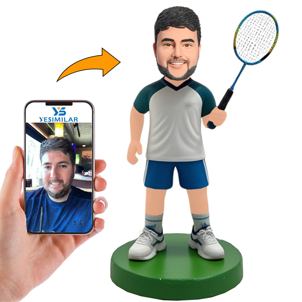 Sports Male Badminton Player Custom Bobbleheads Personalized Doll