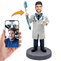 Male Doctor with Stethoscope and Toothbrush Custom Bobbleheads