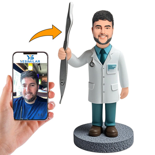 Male Doctor Physician Holding Tools Custom Bobbleheads