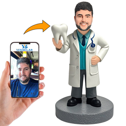 Dentist Holding Tooth Physician Custom Bobbleheads