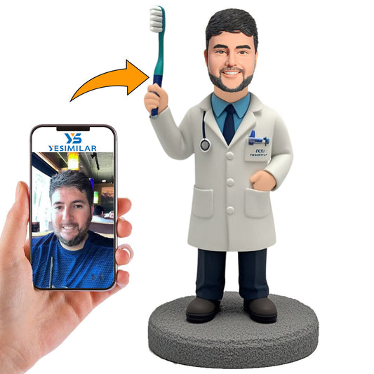 Dentist Holding Small Toothbrush Custom Bobbleheads