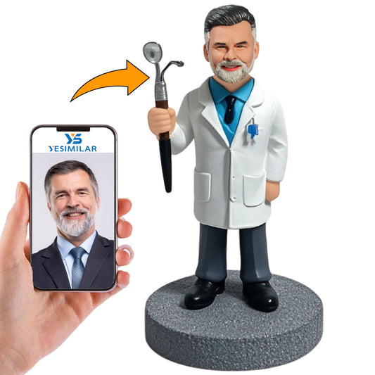 Male Doctor in White Coat Custom Bobbleheads Gifts for Doctor