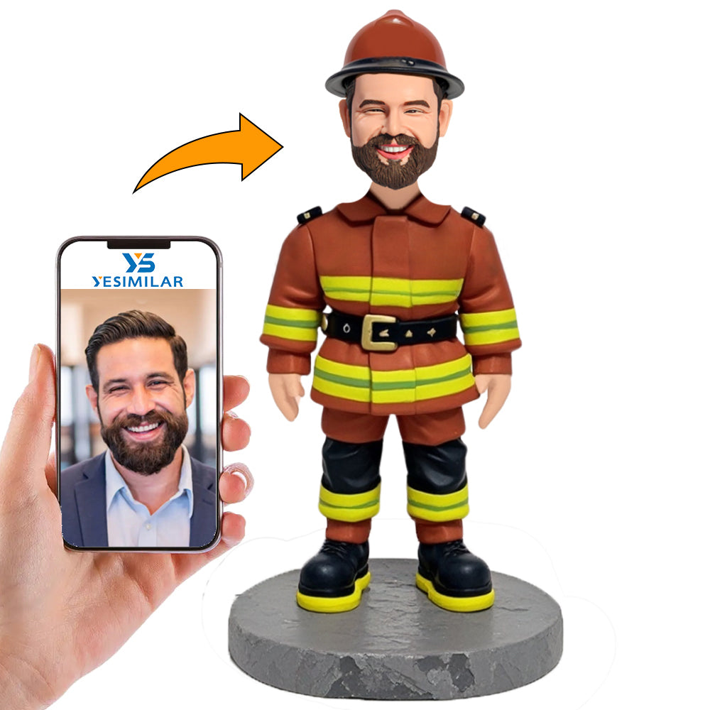 Firefighter Wearing Helmet Custom Bobbleheads