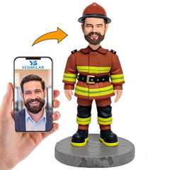 Firefighter Wearing Helmet Custom Bobbleheads