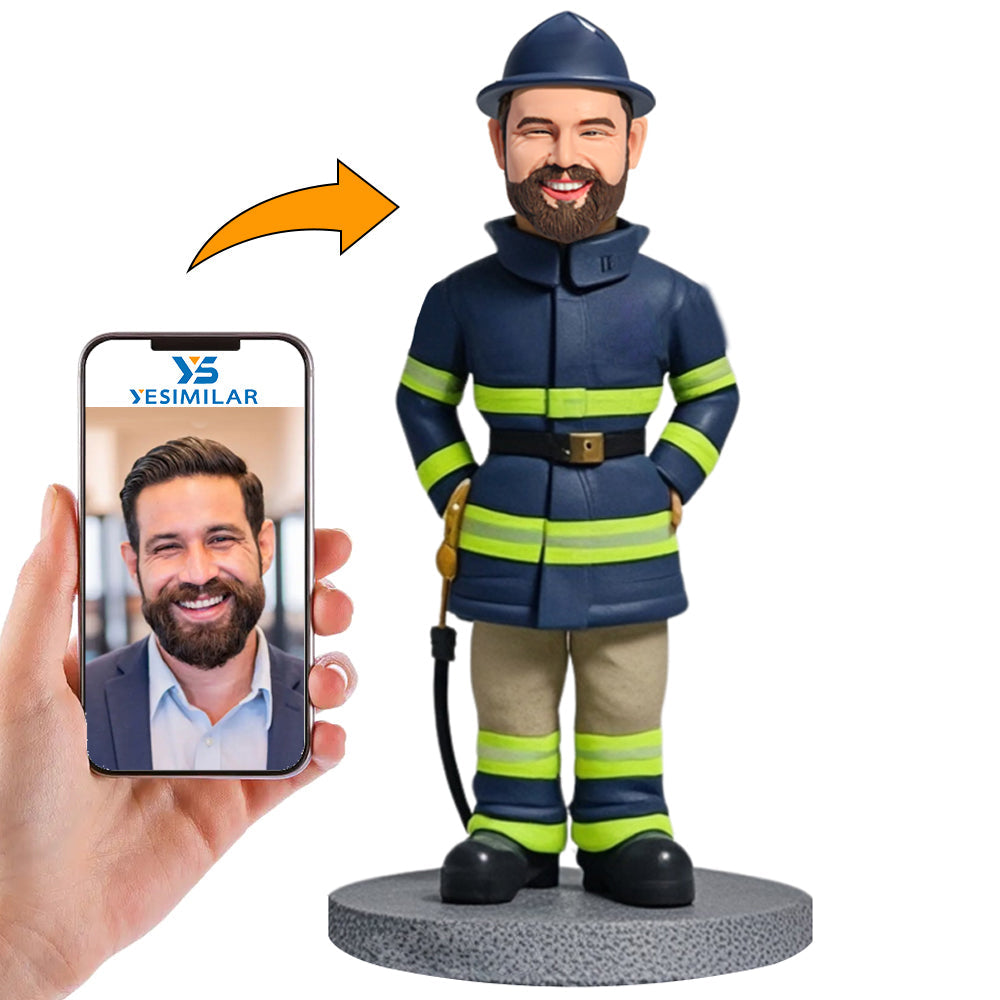 Firefighter in Winter Uniform Custom Bobbleheads