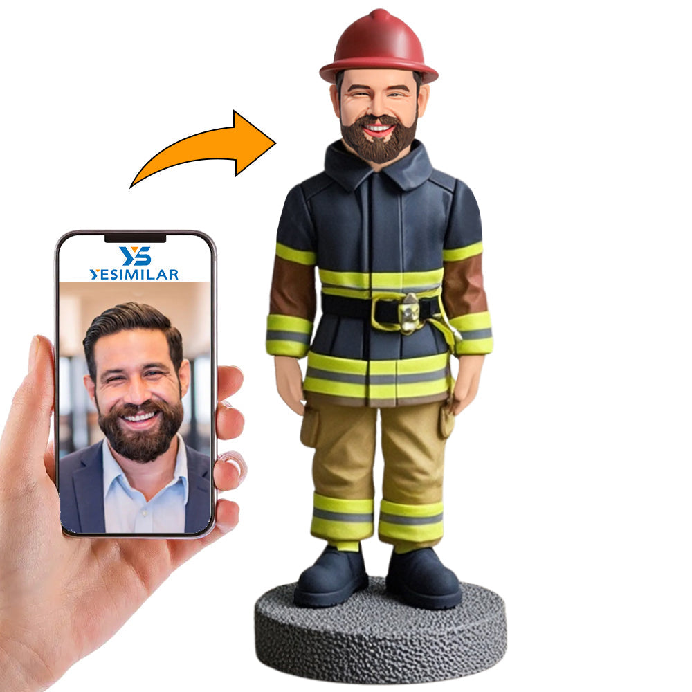 Happy Firefighter Custom Bobbleheads Personalized Figure