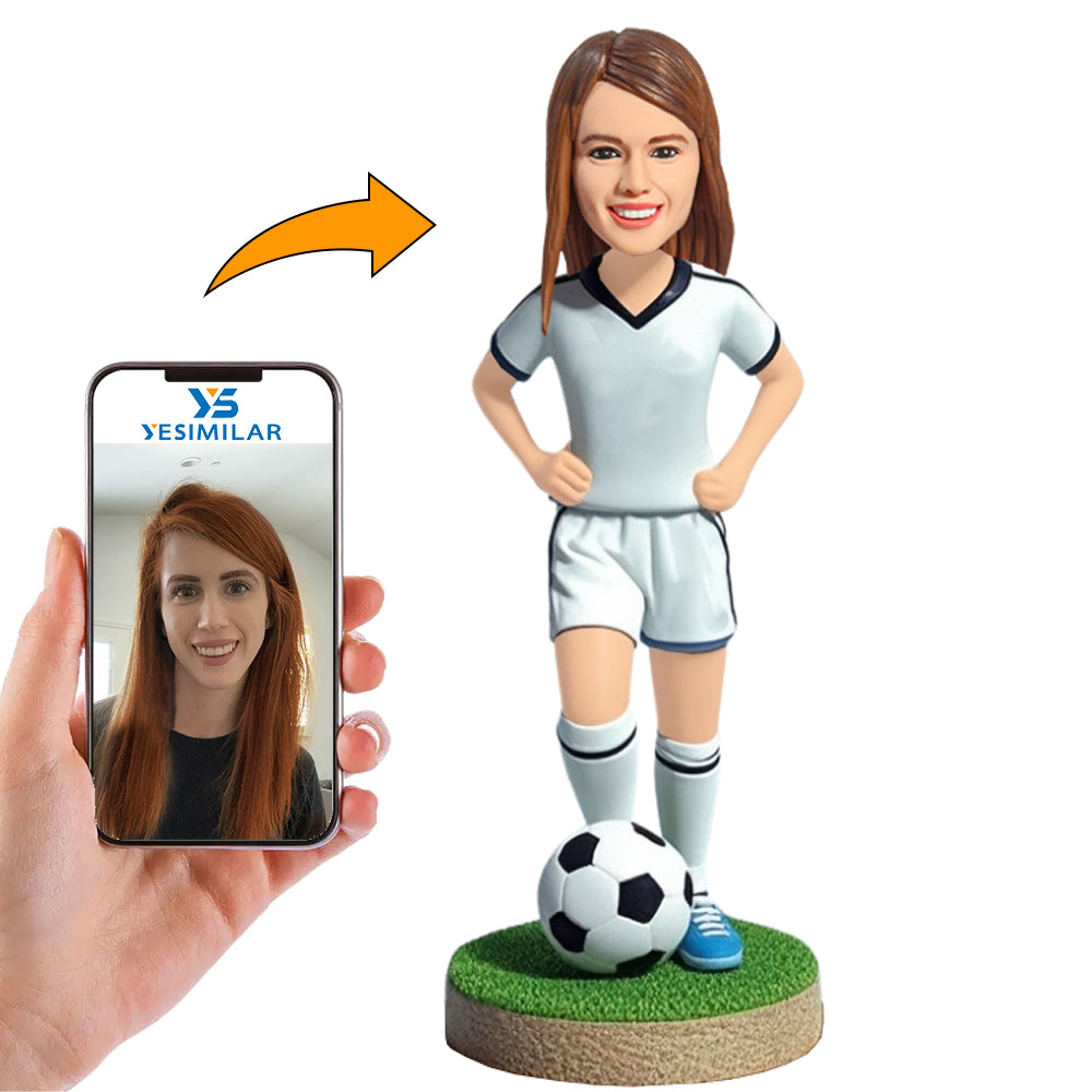 Handsome Female Soccer Player Custom Bobbleheads