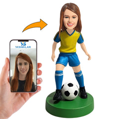 Female Soccer Player Dribbling Custom Bobbleheads