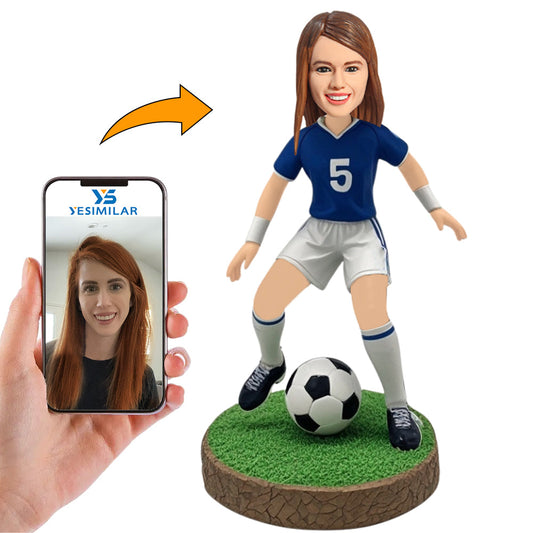 Number 5 Female Soccer Player Custom Bobbleheads