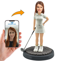 Female Golf Caddy Girl Custom Bobbleheads