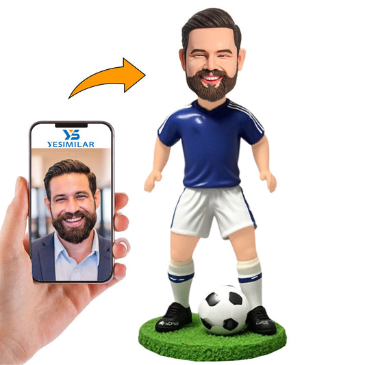 Happy Boy Soccer Player Custom Bobbleheads Personalized Figure