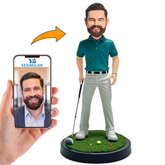 Handsome Male Golf Player Custom Bobbleheads