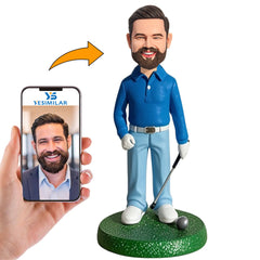 Blue Suit Golfer Custom Bobbleheads Personalized Gifts