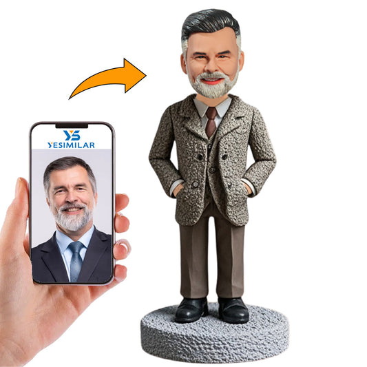 Business Man in Linen Clothes Custom Bobbleheads