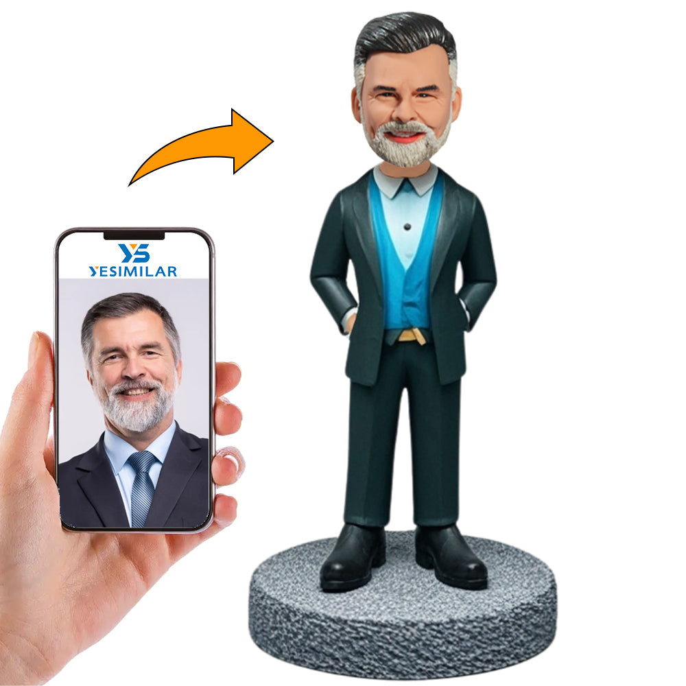 Business Man Wearing Three Layers of Clothing Custom Bobbleheads