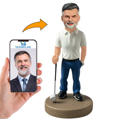 White Shirt Golfer Custom Bobbleheads Gifts for Him