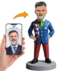 Business Man in Blue Clothes Custom Bobbleheads Personalized Gifts