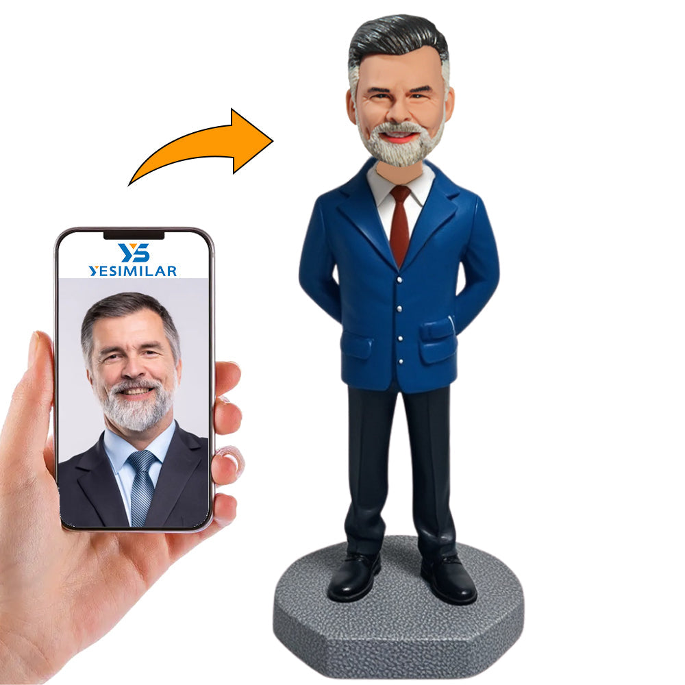 Business Man with Hands Behind Back Custom Bobbleheads