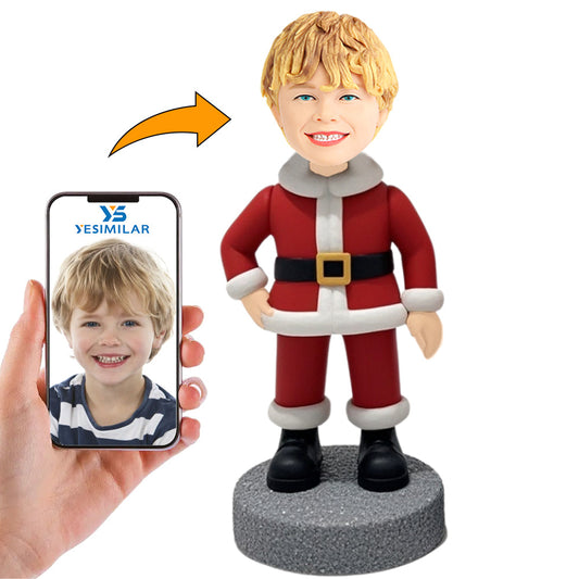 Handcraft Christmas Gifts Christmas Boy with Santa Hat Custom Bobbleheads