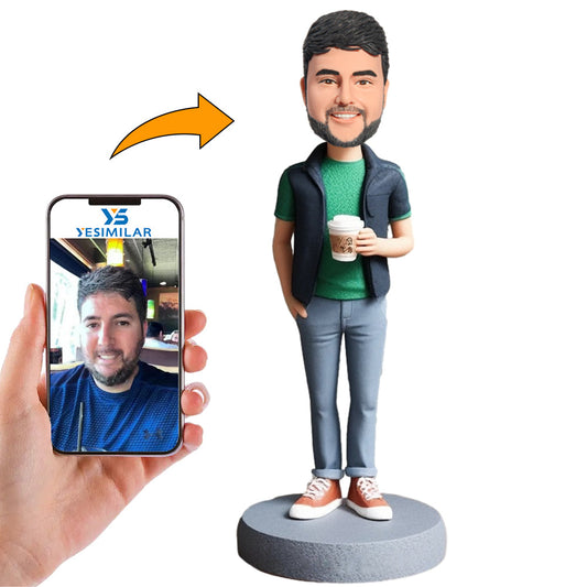 Handmade Man Holding Water Glass Custom Bobbleheads