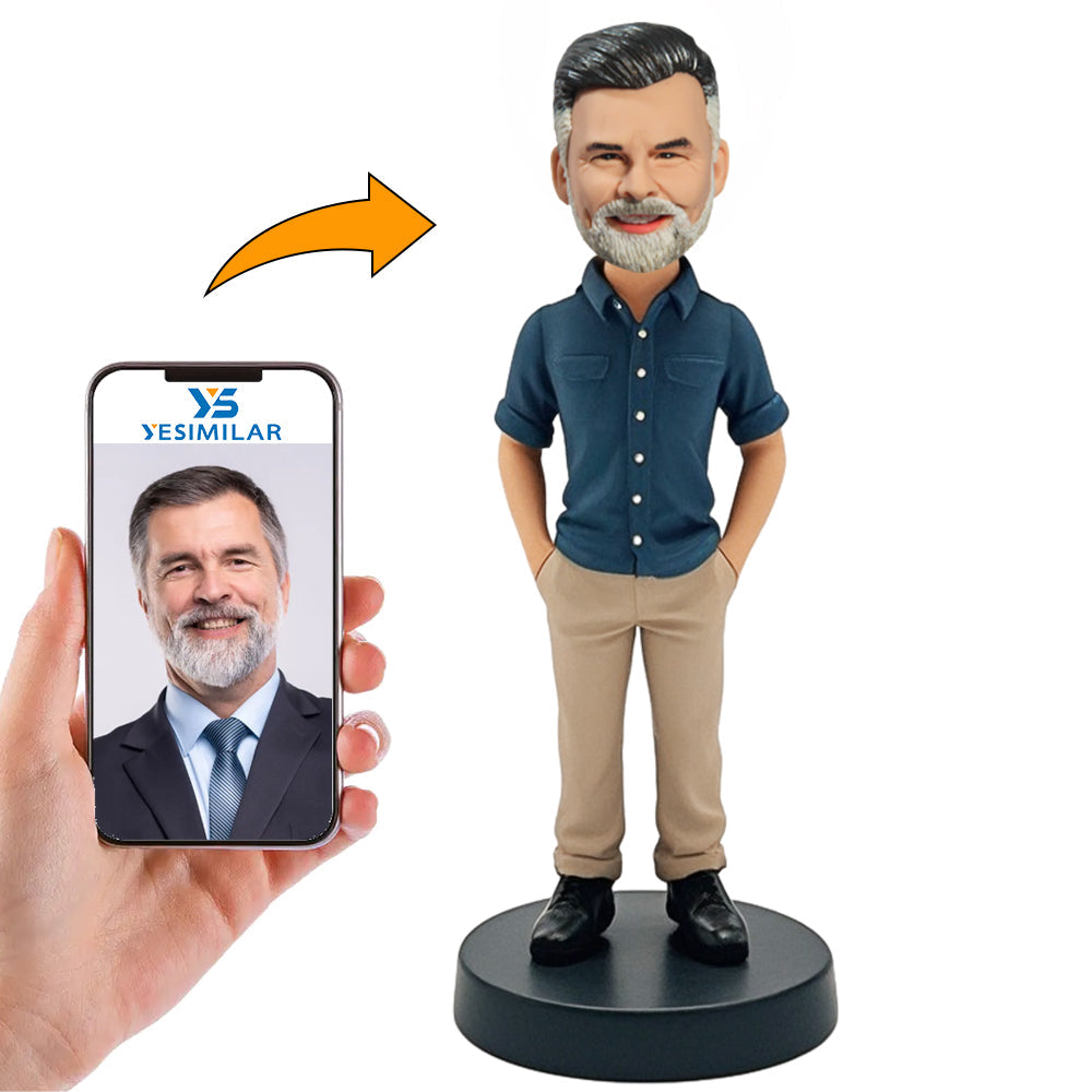 Handmade Cool Casual Old Man Custom Bobbleheads