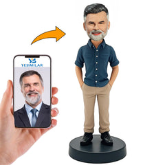 Handmade Cool Casual Old Man Custom Bobbleheads