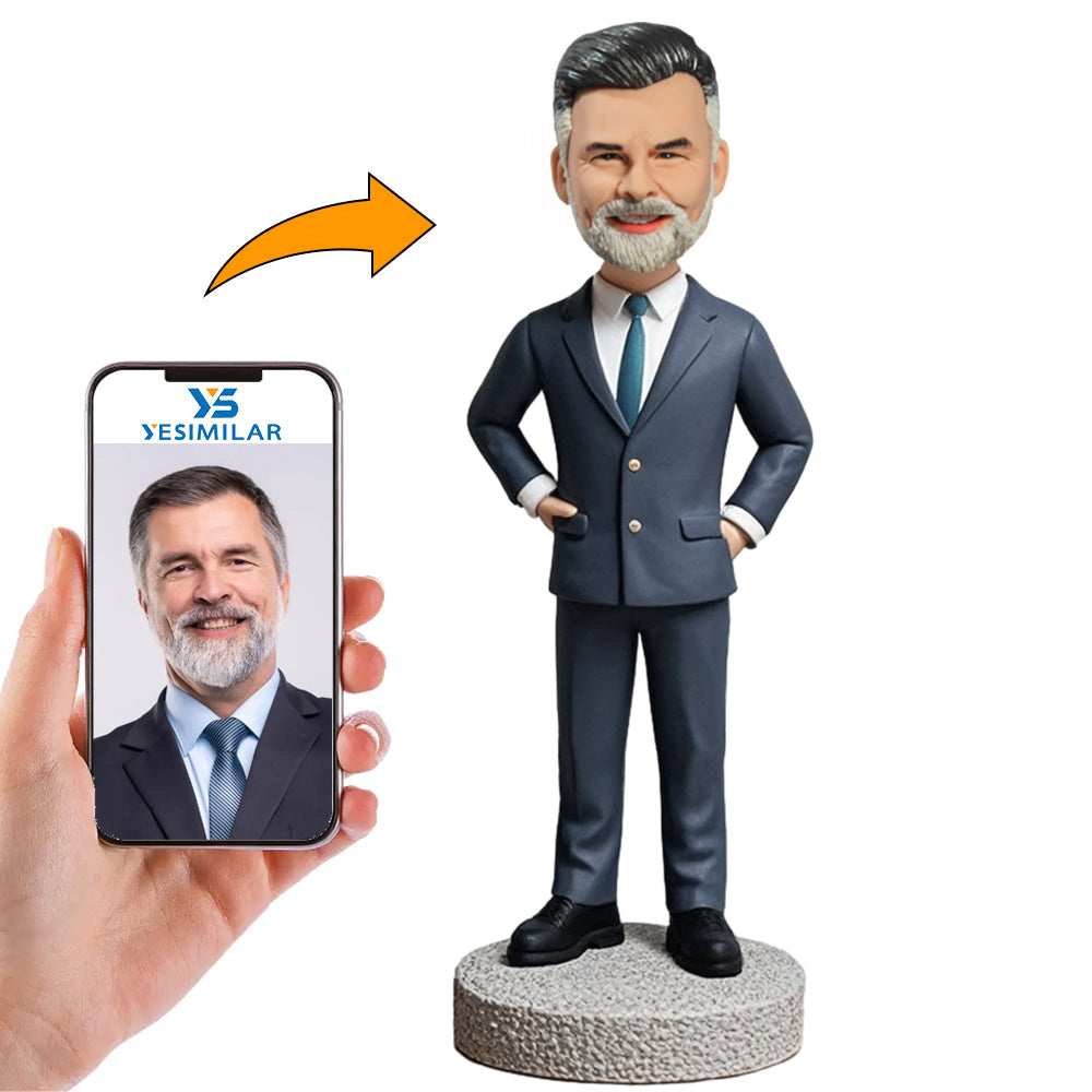 Handmade Business Man with Hands on Waist Custom Bobbleheads