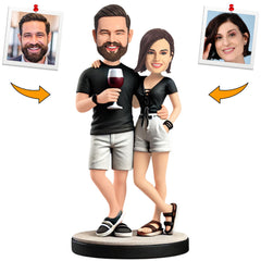 Couple Drinking Red Wine Custom Bobbleheads Personalized Doll