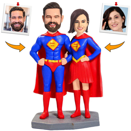 Superhero Couple Superman And Superwoman Custom Bobbleheads