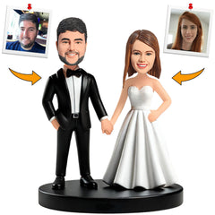 Bride And Groom Wedding Custom Bobbleheads Cake Topper