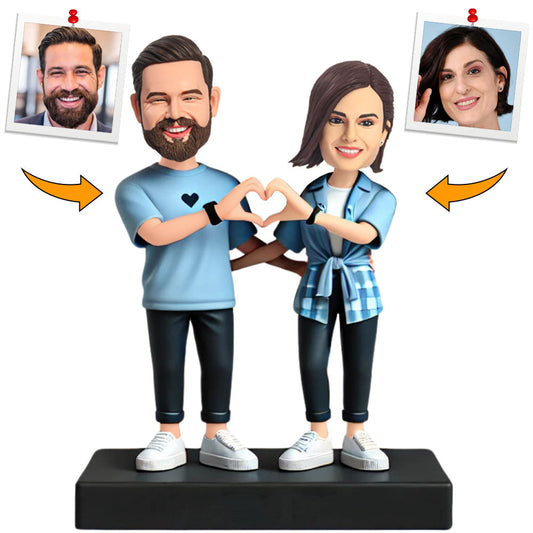 Couple Clothes Heart Gesture Custom Bobbleheads