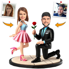 Man Proposing with Roses Couple Custom Bobbleheads