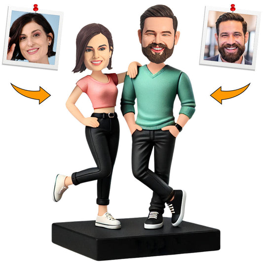 Modern Casual Couple Custom Bobbleheads Personalized Doll