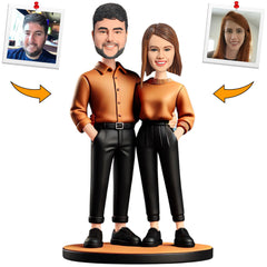 Orange Couple Costume Custom Bobbleheads Cake Topper