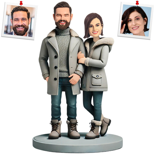 Casual Couple Wearing Cotton Clothes Custom Bobbleheads