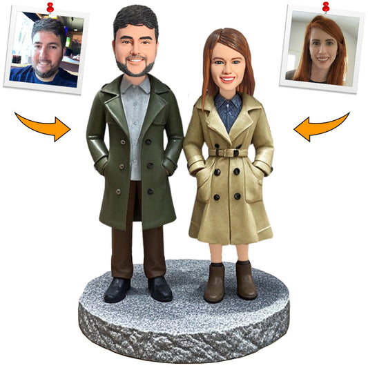 Adventure Partners Couple in Hiking Outfits Custom Bobbleheads