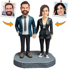 Office Chic Couple Custom Bobbleheads Personalized Figure