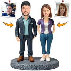 Sophisticated Charm Formal Attire Couple Custom Bobbleheads