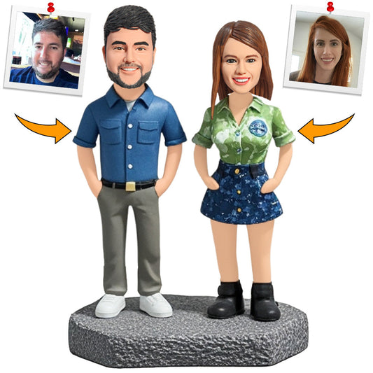 Laid-Back Day Couple Custom Bobbleheads Personalized Figure