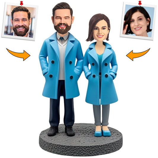 Blue Couple Clothes Custom Bobbleheads Personalized Gifts