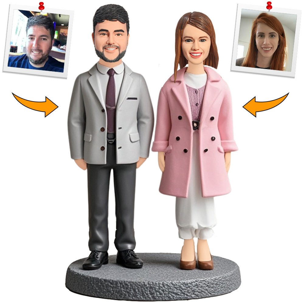 Formal Gala Elegant Couple Custom Bobbleheads Cake Topper